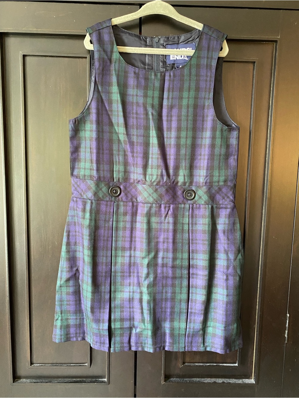 Lands' End Classic Navy/Evergreen Plaid Jumper